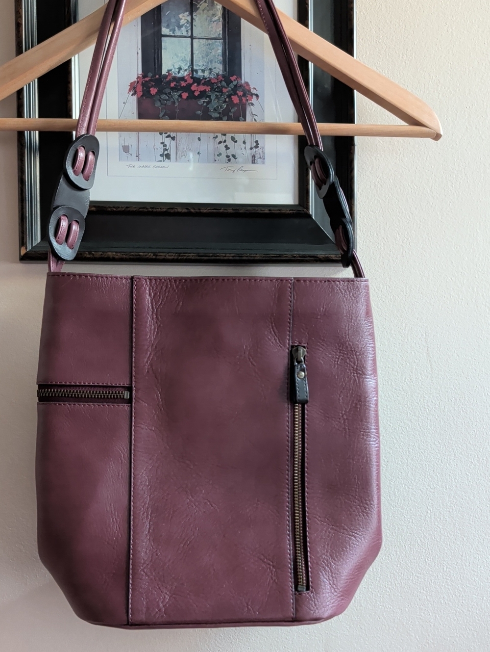 Montowa Japan Vintage Hand Made Burgundy Leather Tote Bag